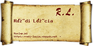 Rádi Lúcia névjegykártya